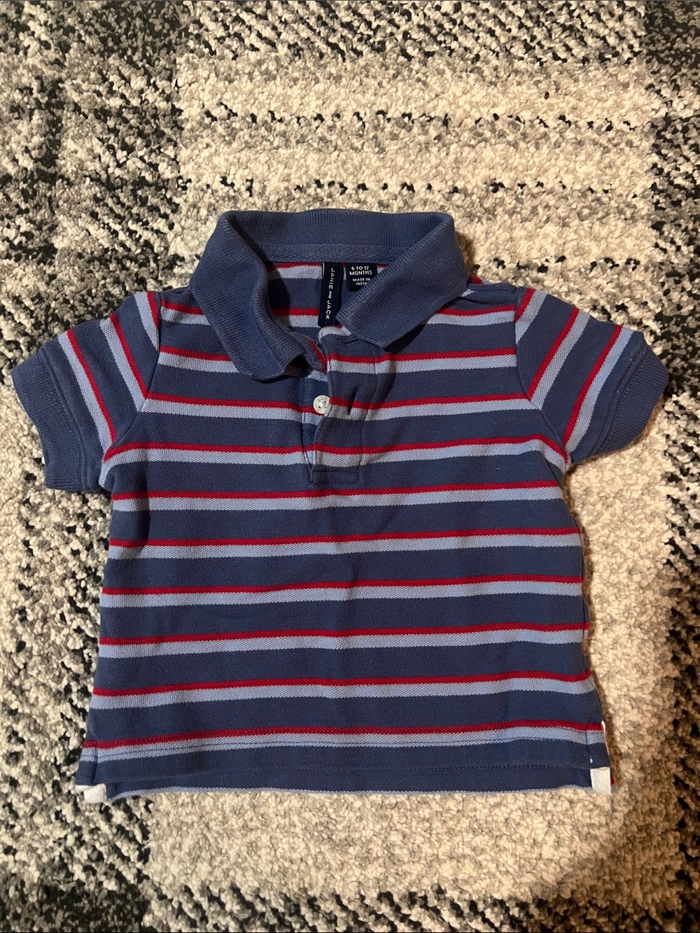 Janie and Jack 6-12M blue and red striped polo shirt